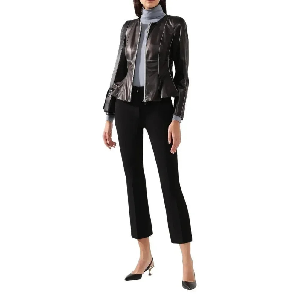 Giorgio Armani Lamb Leather Black Jacket 48